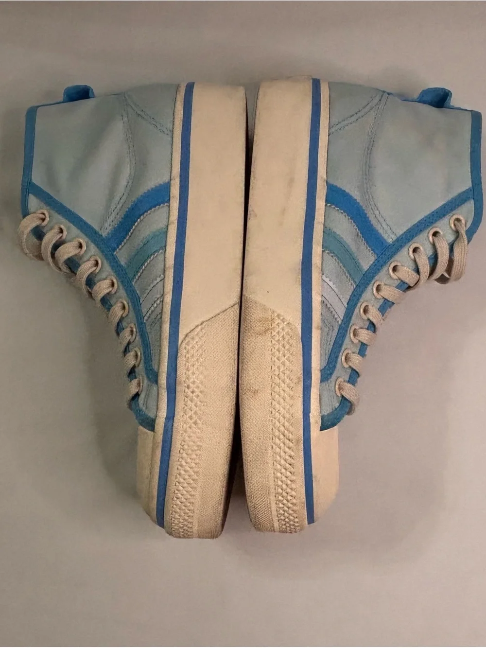 adidas Nizza Platform Women’s Sky Blue and Cream High-Top Sneakers Sz 8